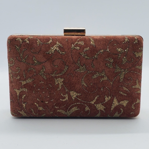 Leather hard shell minaudiere evening bag. Genuine leather - Picture 1 of 5